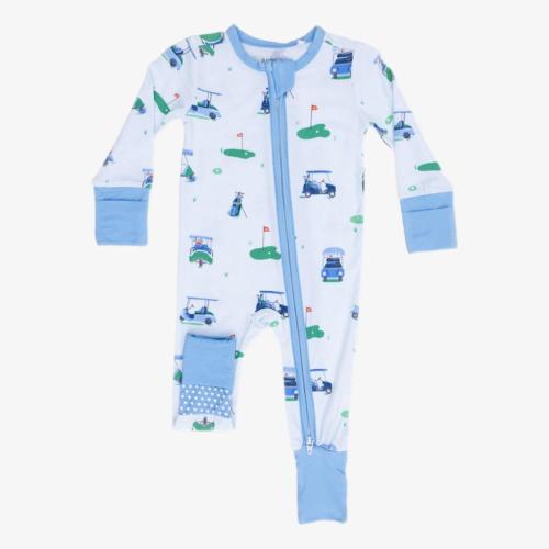 Vintage Golf Carts Blue Boy's Convertible Romper