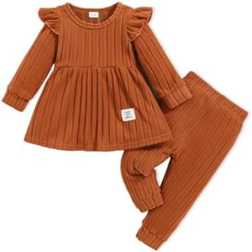 Baby Girls Clothes Toddler Girl Outfits Fall Infant WInter Ribbed Pants Set for 6 9 12 18 24 Months 2t 3t Girls