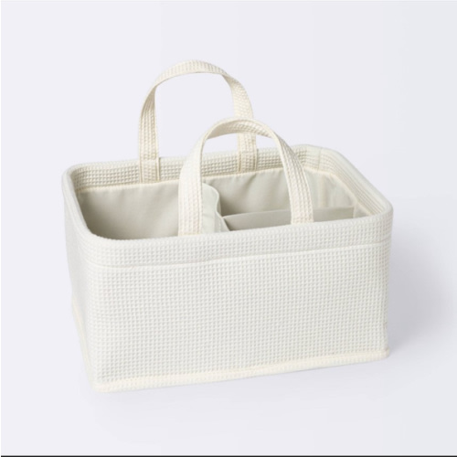 Waffle Weave Rectangular Diaper Caddy with Handles - Cloud Island™ Cream