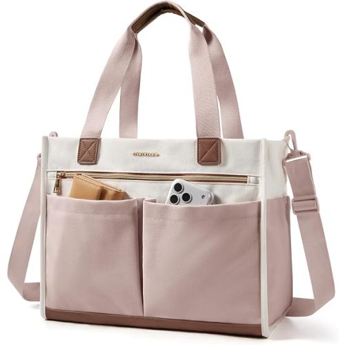 mommore Canvas Diaper Bag Tote Stylish Mommy Baby Hospital Bag | Insulated pockets, stroller straps & portable changing pad, large capacity for labor delivery