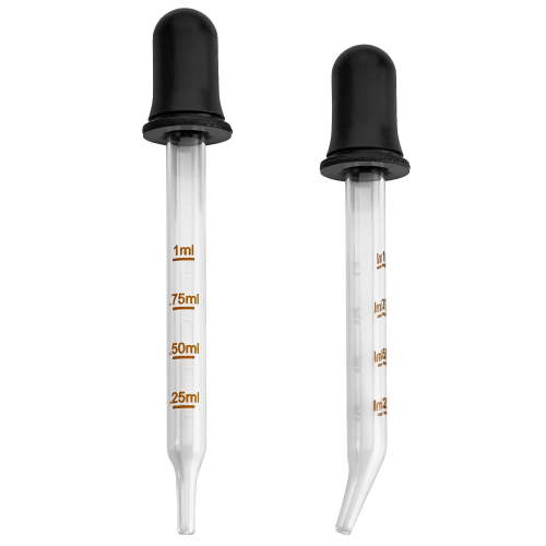 MEDca Glass Dropper, Bent and Straight Tip, 1 mL Measurement, Multicolor, 2 Pack