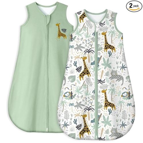 Yoofoss Baby Sleep Sack 0-6 Months TOG 1.0 Baby Wearable Blanket, 2 Pack 100% Organic Cotton Infant Toddler Sleeping Sack 2-Way Zipper Lightweight Sleep Sack