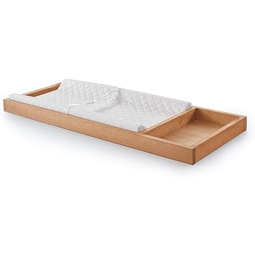 Simply Nursery Retro Removable Changing Tray | Mid-Century Design Nursery Retro Collection Furniture | Eco-Friendly, Sustainable, Handmade Solid Brazillian Pine Wood | Hazelnut Finish