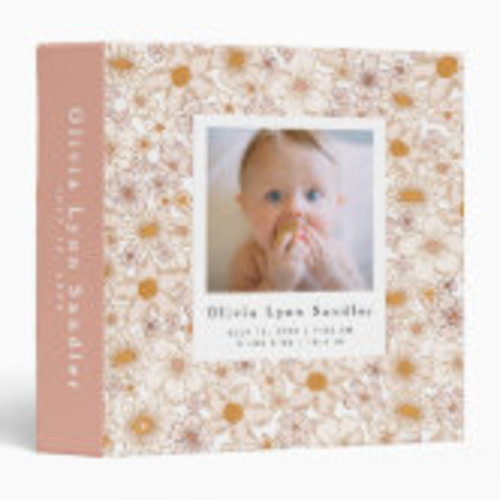 Baby 1st Year Photo Album Brown Gingham 3 Ring Binder | Zazzle