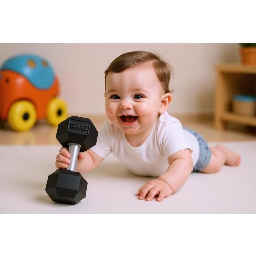 Baby Fake Dumbbell - Soft Sensory Toy for Early Development & Fitness Fun | Newborn Gift, Teething Safe, Lightweight, Montessori Inspired