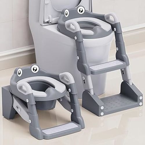 Potty Training Seat, Toddler Potty Training Toilet, Upgrade 2 In 1 Toddler Toilet Seat with Steps Stool Splash Guard and Anti-Slip Pad Soft Cushion, Potty Seats for Toddlers Baby Kids