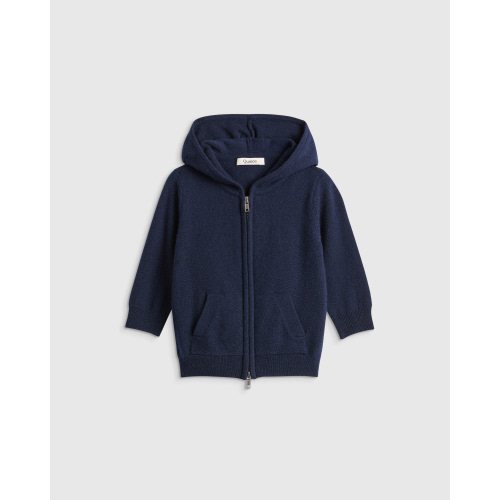 Mongolian Cashmere Full Zip Hoodie in True Navy