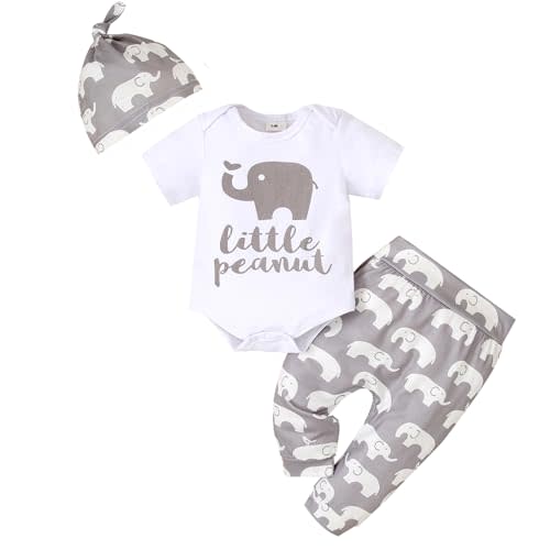 Aruzig Newborn Infant Baby Boys Clothes Set Romper Bodysuit Pants Hat 3Pcs Outfits
