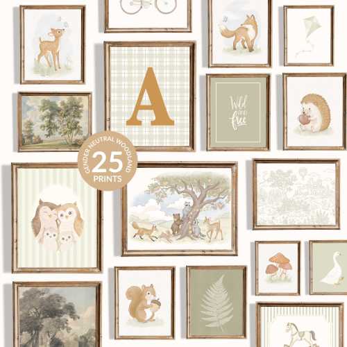 Woodland Animals Nursery Wall Art: Sage Green Toddler Boy and Girl Decor (Digital Download)