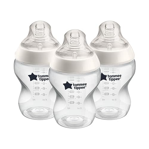 Tommee Tippee Closer to Nature Baby Bottles, Breast-Like Nipples with Anti-Colic Valve, 9oz, 3 Count