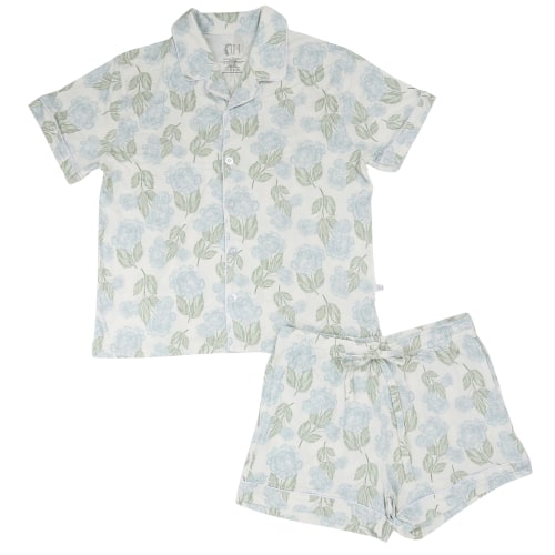 Womens Garden Party Button Down Shorts Set