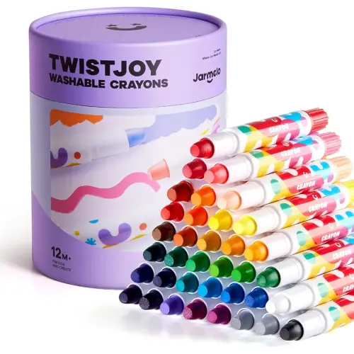 Jar Melo Jumbo Crayons for Toddlers, 36 Colors TwistJoy Non Toxic Washable Crayon, Easy to Hold Large Crayons, Safe for Babies and Children, Gift for Boys and Girls Back to School