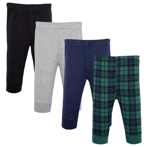 Hudson Baby Boy Cotton Pants and Leggings, Black Watch Plaid, 0-3 Months