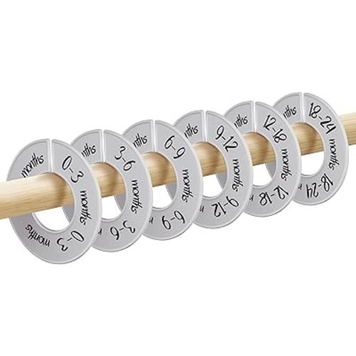 Pro Goleem Baby Closet Dividers Gray Baby Closet Organizer for Nursery Baby Clothes Size Age Dividers Fits 1.5" Rod 6 PCS