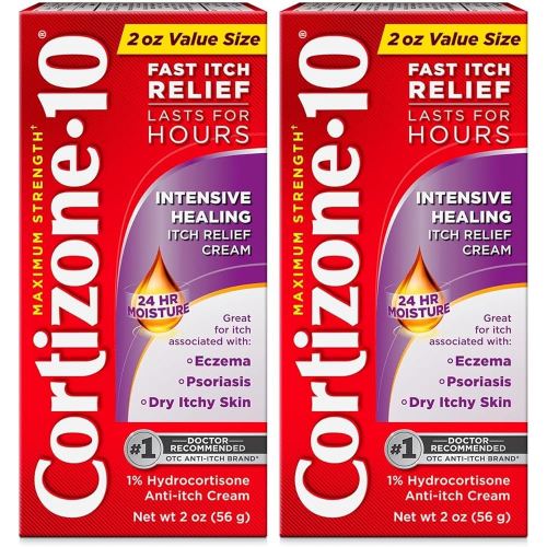 Cortizone 10 Maximum Strength Intensive Moisture Anti-Itch Cream, 1% Hydrocortisone, 2 oz. (Pack of 2)