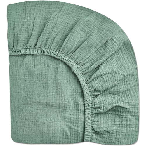 Crib Sheets for Boys Girl, Fitted Baby Toddler Bed Sheets 28" x 52", Neutral Muslin Cotton Crib Mattress Sheet with Boho Style, Soft and Breathable Comfort (Beige)