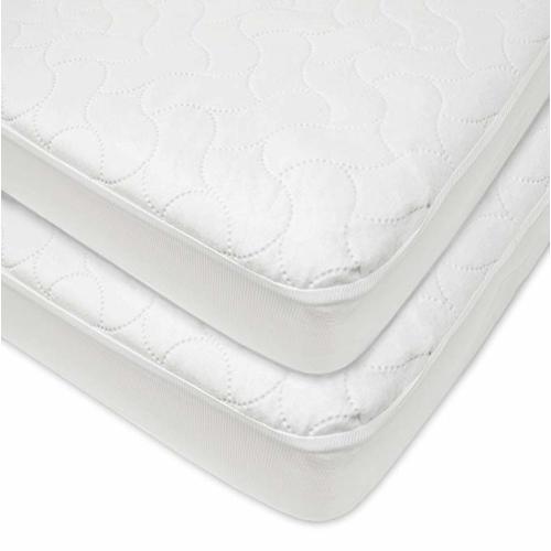 American Baby Company Waterproof Fitted Quilted Crib and Toddler Protective Pad Cover, White (2 Count), for Boys and Girls - Crib and Toddler (Fitted)