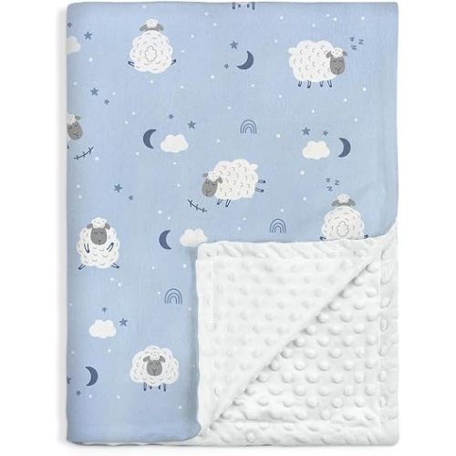 SANDJEST Sheep Minky Blanket 30 x 40 Inches, Gift for Christmas Birthday