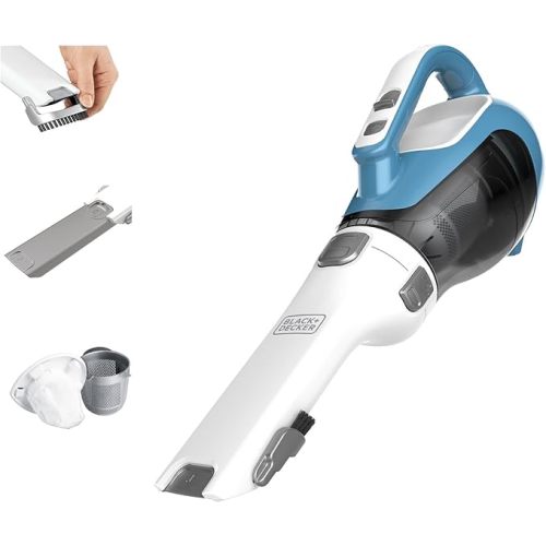 Black+Decker, Dustbuster AdvancedClean Handheld Vacuum Cordless, Compact Home and Car Vacuum with Crevice Tool, Rotating Nozzle and Charging Station