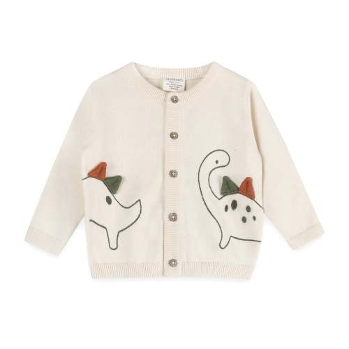 Viverano | Dino 3D Embroidered Baby Knit Cardigan (Organic Cotton)