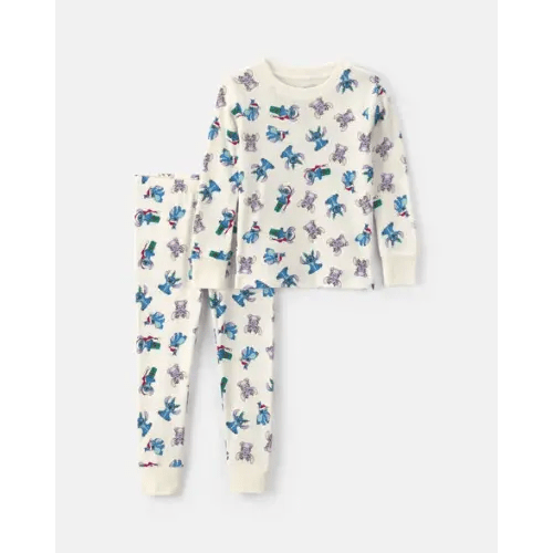 Toddler 2-Piece Stitch Christmas 100% Cotton Snug Fit Pajama Set - Ivory | Carter's