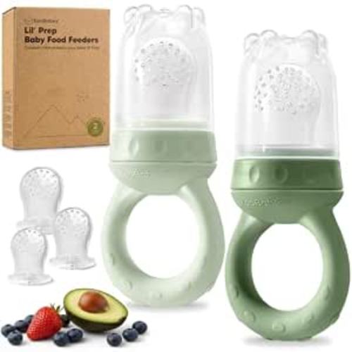 KeaBabies Baby Fruit Feeder 2pk, Silicone Baby Food Feeder (Soft Fern) | Babies 6-12 Months, Breast Milk Popsicle, Baby Led Weaning, Pacifier, Freeze Frozen Solid Food, Baby Feeding Essential