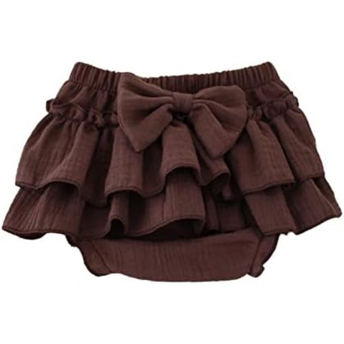 Baby Girls Bloomer Skirt Shorts Bowknot Cotton Gauze Ruffle Diaper Cover Shorts Briefs Cute Bloomers Underpants