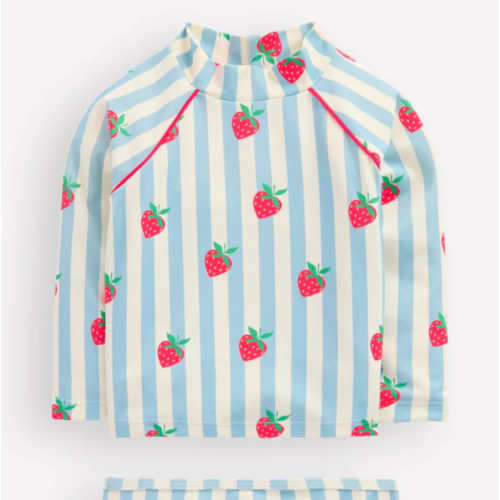 Logo Rash Vest Set-Blue Strawberry Patch | Boden USA