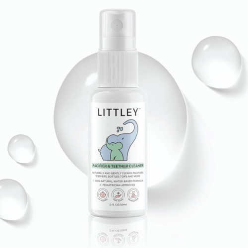 Littley Pacifier & Teether Cleaner with Hypochlorous Acid, Non-Toxic & Alcohol-Free, Gentle Formula for Cleaning Baby & Toddler Essentials, 2oz Travel-Size Spray Bottle