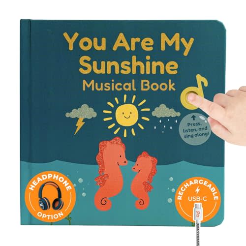 Cali's Books You Are My Sunshine Music Book Toddlers 1-3 Years Old - Nursery Rhymes Musical Book, Headphone Jack, Interactive Baby Sound Book, Singing Toy Children Girls Learning Song Toy Toddler Boys