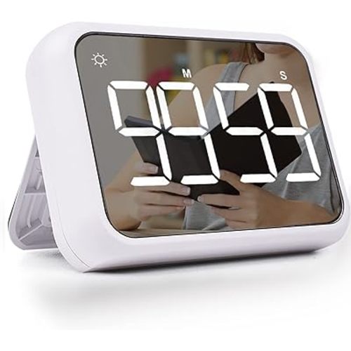 4-inch Timers for Kids, Large Magnetic Digital Kitchen timers with Constant Bright Function for Classroom, Silent Timer for Students and Teachers (1, White)