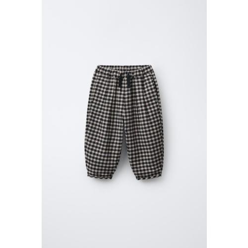 BAGGY GINGHAM PANTS - Black / Ecru | ZARA United States