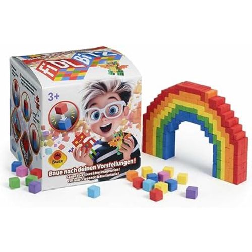 FIDL BITZ Starter Set - 160 Self-Adhesive Foam Cubes - Creative Motor Skills Toy Construction Toy Adhesive Building Blocks Without Adhesive Fingers Without Residue - for Children from 3 (21100)