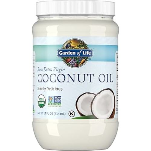 Garden of Life Organic Extra Virgin Coconut Oil - Unrefined Cold Pressed Plant Based Oil for Hair, Skin & Cooking, 14 Fl Oz