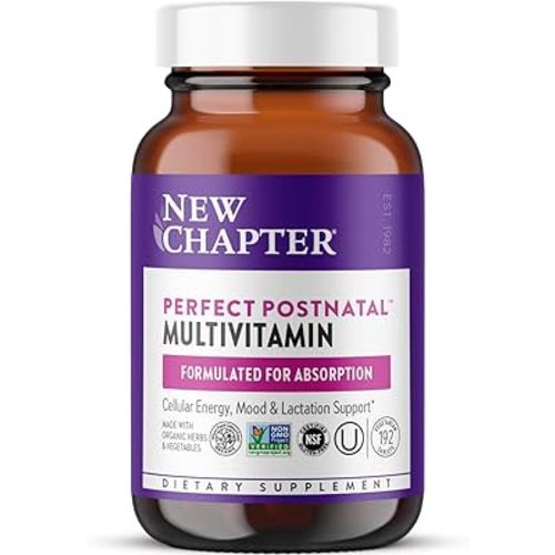 New Chapter, Postnatal Vitamins Lactation Supplement, Complete Multivitamin with Fermented Vitamin D3 + B Vitamins, Made with Organic Vegetables & Herbs, Non-GMO Ingredients, 192 Count