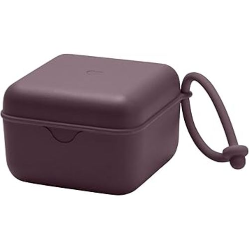 BIBS Pacifier Box with Strap. Pacifier Holder and Steriliser case. 100% BPA Free Food-Grade Material - Plum