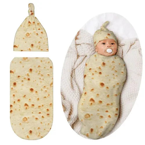 Burrito Newborn Swaddle Blanket for Baby, Soft Sleeping Bag Sack Swaddling Funny Costume Stuff, Tortilla