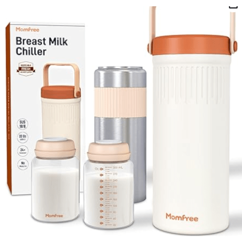 22oz Portable Breast Milk Cooler for Breastmilk Storage, Liquid Gold Saver 360° Cooling Keeps Milk Fresh for 24 Hours, Larger Capacity Breastmilk Chiller with 2pcs Bottles for Outdoor Mom