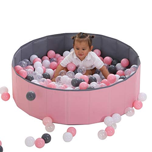 LimitlessFunN Foldable Double Layer Oxford Cloth Kids Ball Pit, Play Ball Pool with Storage Bag (Balls Not Included) Playpen for Baby Toddlers (40 Inch, Medium, Pink)
