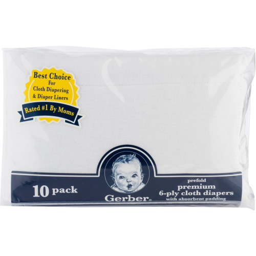 Gerber Premium 6-Ply Prefold Cloth Diapers - 10 pack