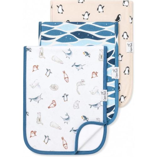 Copper Pearl Premium Baby Burp Cloths - 3-Pack Large Cotton Burp Cloths, Extra Soft Spit Up Rags with 3 Absorbent Layers, Perfect for Baby Boy and Baby Girl Gifts