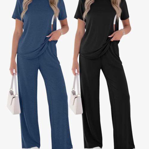 Ficerd 2 Pack Maternity Nursing Breastfeeding Pajama Set with Hidden Zipper Short Sleeve Pjs Postpartum Lounge Outfit Set