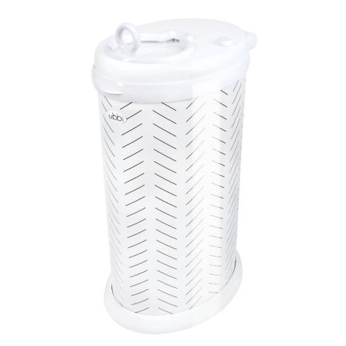 Ubbi Stainless Steel Diaper Pail - Herringbone: Childproof Lid, Airtight Lid Prevents Odors, Uses Standard Size Liners