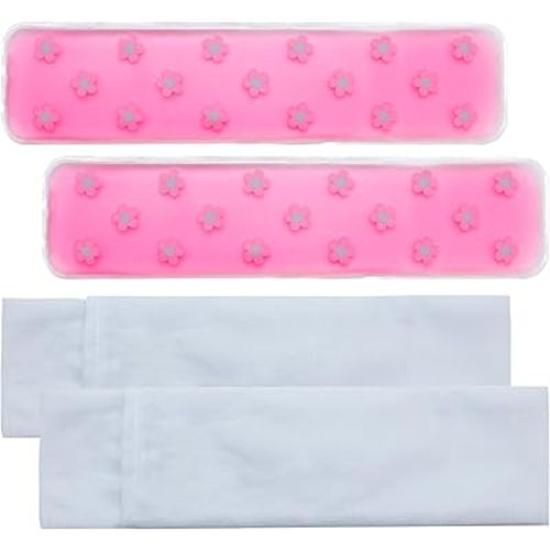 Reusable Perineal Ice Pack for Postpartum and Hemorrhoid Pain Relief, Hot and Cold Ice Pack for Women After Pregnancy, 2 Ice Packs and 2 Washable Sleeves. (Pink Flower)
