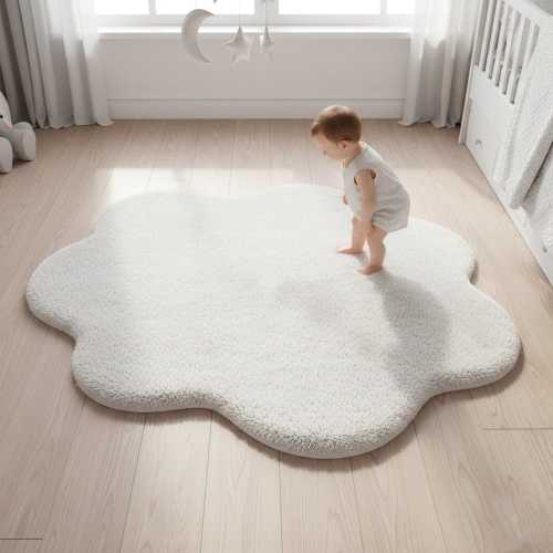 Cloud Shaped Baby Rug • Plush Nursery Play Mat, 4FT