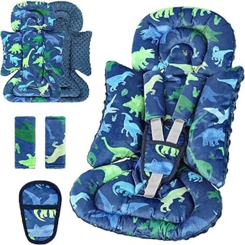 TANOFAR Car Seat Head Support Baby - Infant Car Seat Insert for Newborn Girls Boys - Soft Carseat Head Support for Infant - Newborn Carseat Insert for Car Seats, Strollers, Swings, Bouncer (Dinosaur)