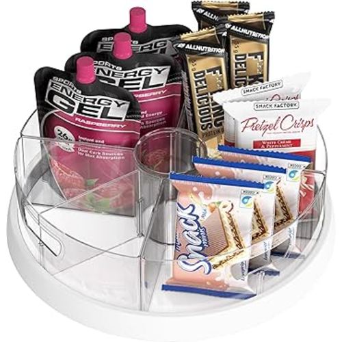 Simple Houseware 12-Inch Turntable Lazy Susan with Removable Bin, White