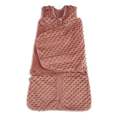 HALO Sleepsack Swaddle, 3-Way Adjustable Swaddle Blanket, TOG 3.0, Velboa, Cedar Plush Dots, Small, 3-6 Months