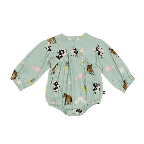 Larkspur Baby | Bubble Romper in Farm Animals