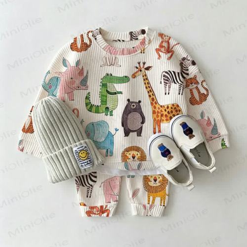 Baby Animal Print Waffle 2-piece Set